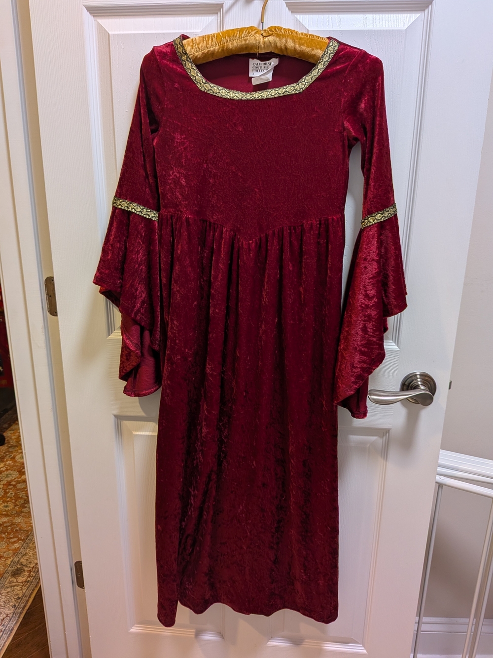 California Costume Collections Girls Burgundy Velvet Renaissance Dress Gold M